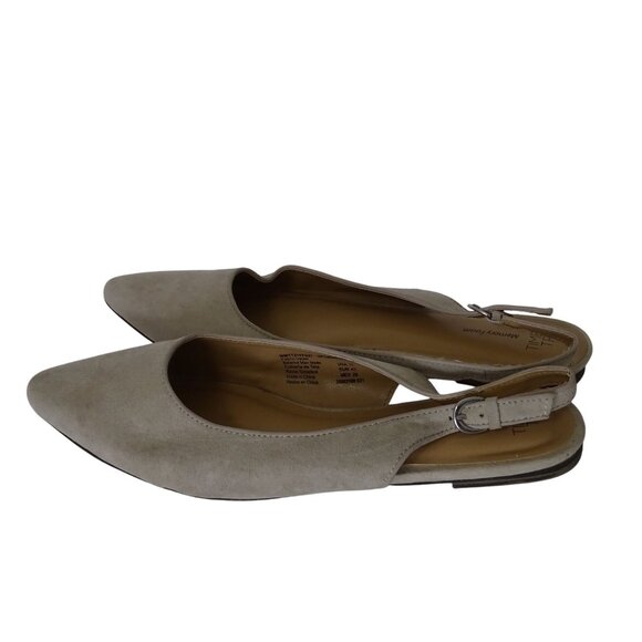 Time and Tru Beige Pointed Toe Slingback Flats Memory Foam Size 11 Fabric Upper - Picture 2 of 6